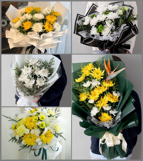 山东莱芜莱城区苗山镇北苗山村白事花束代送